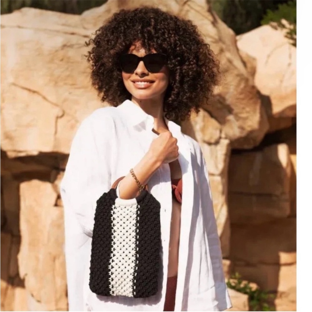 NWT Laude The Label Curateur The Gabby Macrame Off White & black - Picture 8 of 13